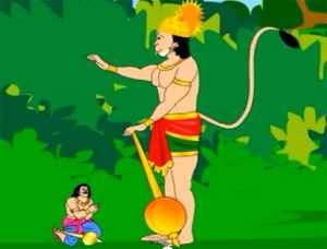 Information on great epic mythological story about lord hanuman and bhima 